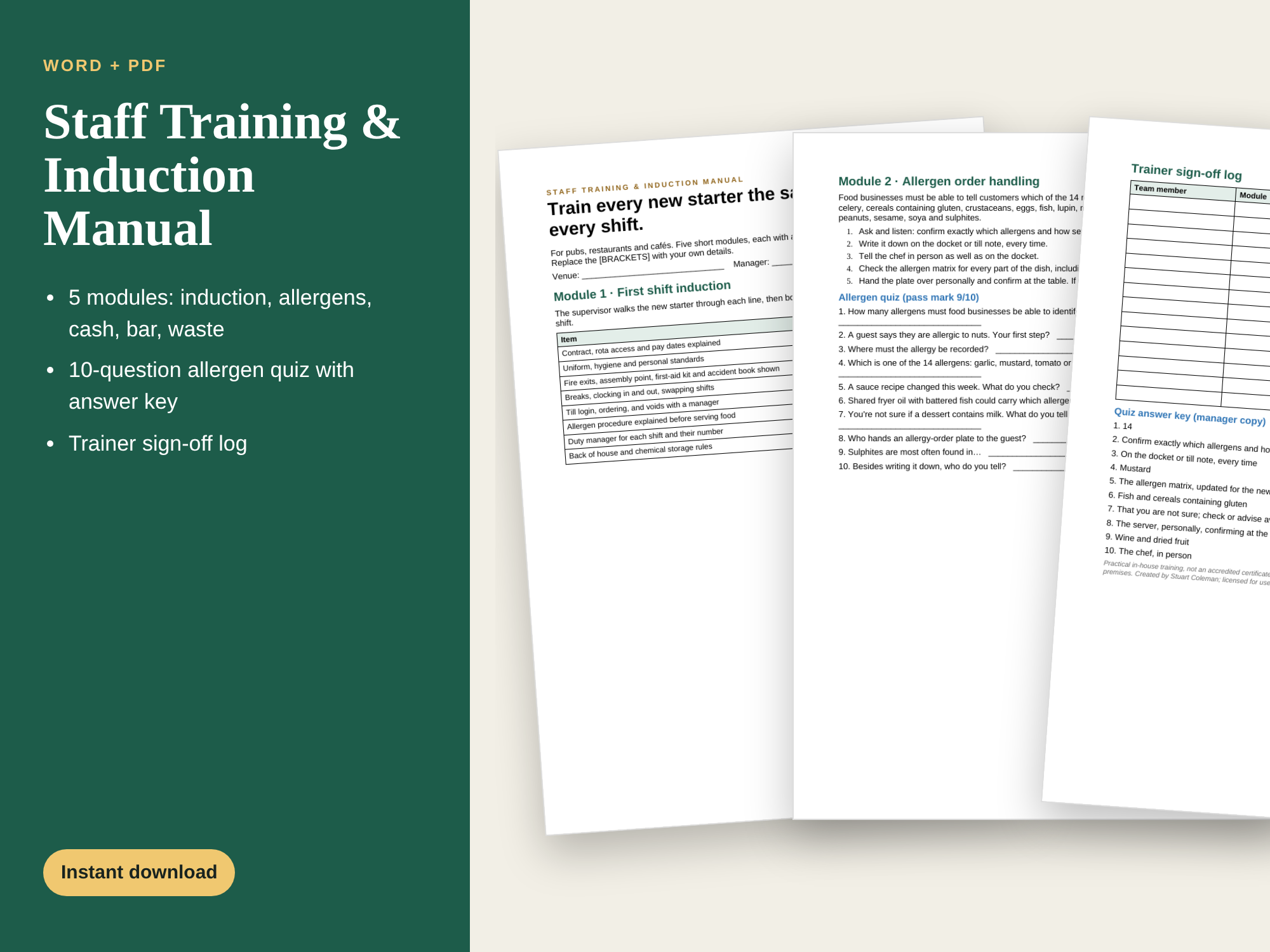 Preview of the Staff Training & Induction Manual